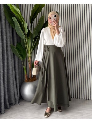 Molly Nelly Kadın Yandan Bağlamalı Dökümlü Mevsimlik Ince Yandan Bağlamalı Etek