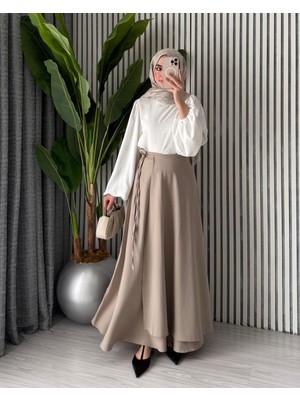 Molly Nelly Kadın Yandan Bağlamalı Dökümlü Mevsimlik Ince Yandan Bağlamalı Etek