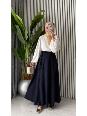 Molly Nelly Kadın Yandan Bağlamalı Dökümlü Mevsimlik Ince Yandan Bağlamalı Etek