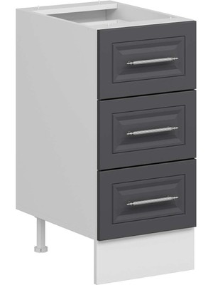 Alvinka Mutfak Modül Mbr_c Alt 3ç Nray 40CM Dolap Beyaz Antrasit Mdf