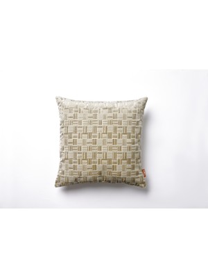 The Kun Dokuma Kadife Örgü Desenli Kırlent Kılıfı-Krem