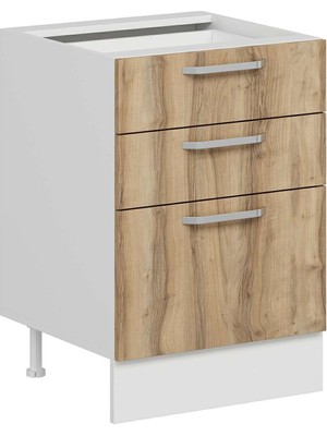 Alvinka Mutfak Modül Duz Alt 3Ç1B2K Nray 60CM Dolap Beyaz Dore Suntalam