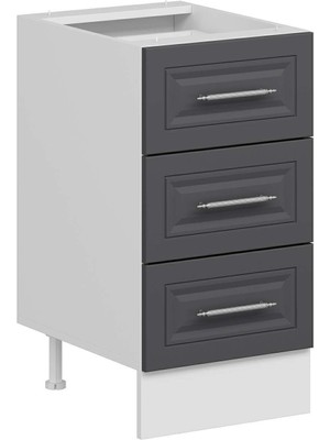 Alvinka Mutfak Modül Mbr_c Alt 3ç Nray 45CM Dolap Beyaz Antrasit Mdf