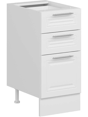 Alvinka Mutfak Modül Mbr_c Alt 3Ç1B2K Nray 40CM Dolap Beyaz Beyaz Mdf