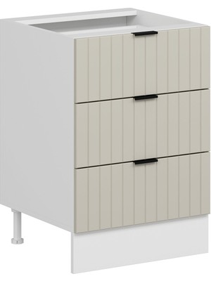 Alvinka Mutfak Modül Mbr_b Alt 3ç Nray 60CM Dolap Beyaz Kumtaşı Mdf