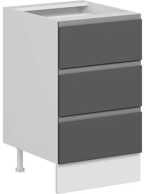 Alvinka Mutfak Modül Hg_j Alt 3ç Nray 50CM Dolap Beyaz Antrasit Suntalam