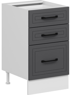 Alvinka Mutfak Modül Mbr_a Alt 3Ç1B2K Nray 50CM Dolap Beyaz Antrasit Suntalam