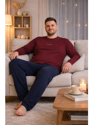 Nisanca Mevsimlik %100 Pamuk Büyük Beden Erkek Pamuk Pijama Takımı