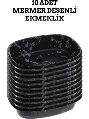 Özbience 10 Adet Mermer Desenli Ekmek Sepeti 30X22CM, Şık ve Kullanışlı Set
