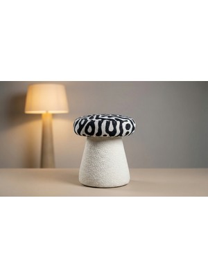Arvia Home Mantar Puf Siyah-Beyaz