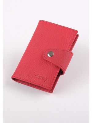 Ancora Leather Hakiki Deri Rfıd Korumalı Akordiyon Kartlık Unisex 49805 - Kırmızı