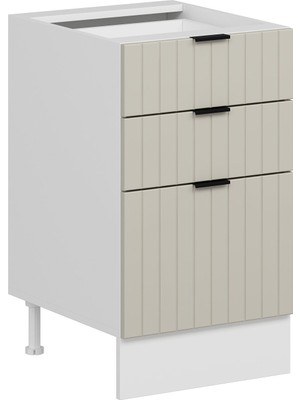 Alvinka Mutfak Modül Mbr_b Alt 3Ç1B2K Nray 50CM Dolap Beyaz Kumtaşı Mdf