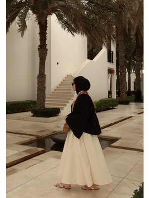 Moda Aksa 1286 Bel Püsgülü Etek Vanilya