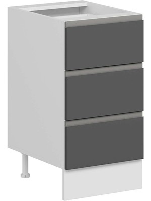 Alvinka Mutfak Modül Hg_j Alt 3ç Nray 45CM Dolap Beyaz Antrasit Suntalam