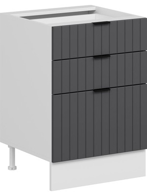 Alvinka Mutfak Modül Mbr_b Alt 3Ç1B2K Nray 60CM Dolap Beyaz Antrasit Mdf