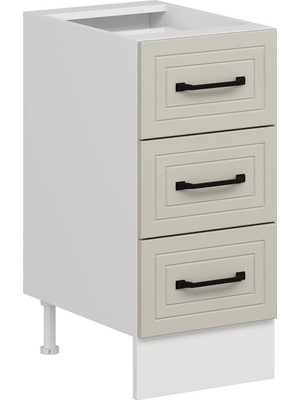Alvinka Mutfak Modül Mbr_a Alt 3ç Nray 40CM Dolap Beyaz Kumtaşı Mdf