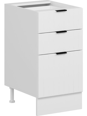 Alvinka Mutfak Modül Mbr_b Alt 3Ç1B2K Nray 45CM Dolap Beyaz Beyaz Suntalam