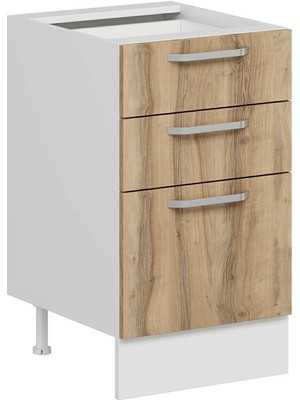 Alvinka Mutfak Modül Duz Alt 3Ç1B2K Nray 50CM Dolap Beyaz Dore Mdf