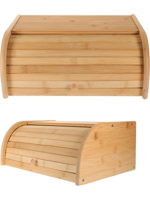 Özbience Bambu Ekmek Saklama Kutusu Rulo Üst, Mutfak Tezgah Düzenleyici, 39CM