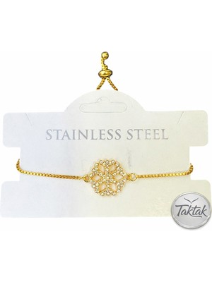 Taktak Altın Renk Kar Tanesi Asansör Çelik Bileklik
