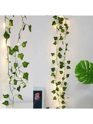 PremiumPort 3 mt LED Sarmaşık Işıklı Büyük Yapraklı Dekoratif Bitki