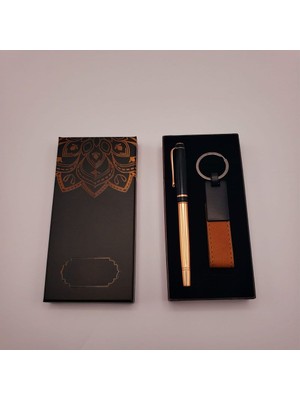 Skygo Deri Anahtarlık ve Bakır Roller Kalem Seti