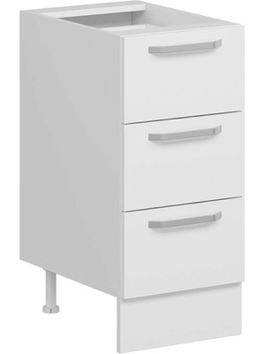 Alvinka Mutfak Modül Duz Alt 3ç Nray 40CM Dolap Beyaz Beyaz Suntalam