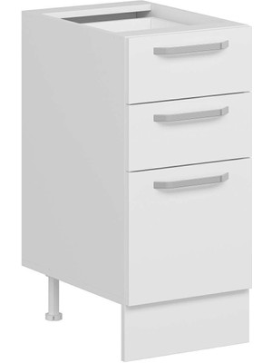 Alvinka Mutfak Modül Duz Alt 3Ç1B2K Nray 40CM Dolap Beyaz Beyaz Suntalam