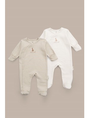 Little Gusto Sophie la girafe 2'li Organik Pamuk Bej Ekru Tulum Seti