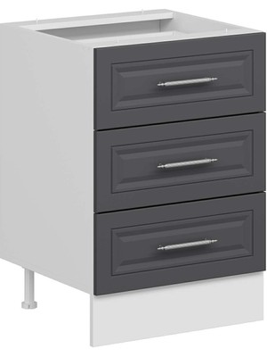 Alvinka Mutfak Modül Mbr_c Alt 3ç Nray 60CM Dolap Beyaz Antrasit Mdf