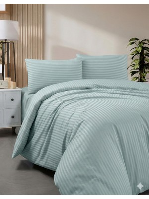 Miabella Home Çizgili Çift Kişilik Pamuk Saten Nevresim Takımı Otel Tipi Nevresim Seti (Pamuklu Saten)