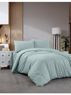 Miabella Home Çizgili Çift Kişilik Pamuk Saten Nevresim Takımı Otel Tipi Nevresim Seti (Pamuklu Saten)