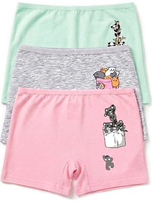 Öts Kız Çocuk Boxer 3'lü Baskılı (%96 Pamuk - %4 Elastan)