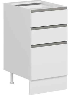 Alvinka Mutfak Modül Hg_j Alt 3Ç1B2K Nray 45CM Dolap Beyaz Beyaz Mdf