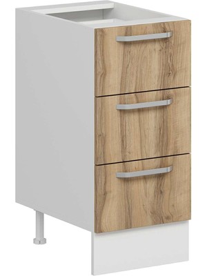 Alvinka Mutfak Modül Duz Alt 3ç Nray 40CM Dolap Beyaz Dore Suntalam