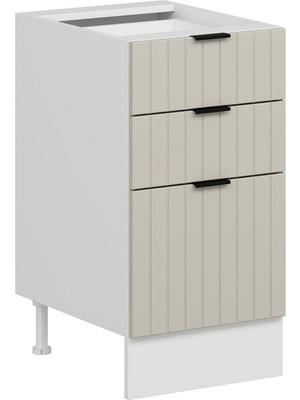 Alvinka Mutfak Modül Mbr_b Alt 3Ç1B2K Nray 45CM Dolap Beyaz Kumtaşı Suntalam