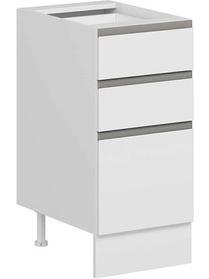 Alvinka Mutfak Modül Hg_j Alt 3Ç1B2K Nray 40CM Dolap Beyaz Beyaz Mdf