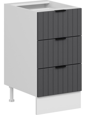 Alvinka Mutfak Modül Mbr_b Alt 3ç Nray 45CM Dolap Beyaz Antrasit Mdf