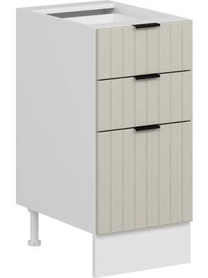 Alvinka Mutfak Modül Mbr_b Alt 3Ç1B2K Nray 40CM Dolap Beyaz Kumtaşı Mdf