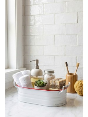 Özbience Kırmızı ve Beyaz Ekmeklik, Country Tarzı, 22 Cm, Şık Mutfak Aksesuarı