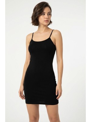 Bravie Kadın Kombinezon – Yumuşak & Nefes Alabilir Bambu Kumaş Siyah Renk Normal Kalıp