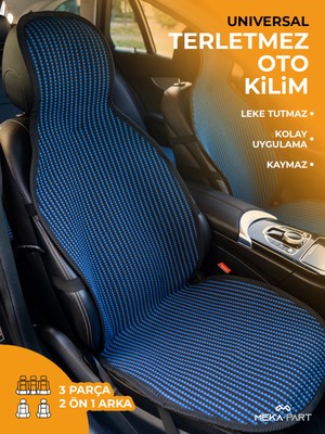 Meka Part Universal Terletmez Oto Kilim Seti – Kaymaz, Leke Tutmaz, Nefes Alabilir – 3 Parça (2 Ön + 1 Arka)