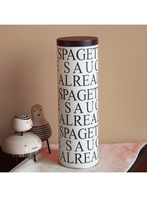 Sarkap Home 1,7 L Less Seri Spaghetti Metal Saklama Kutusu - Krem 90x270mm