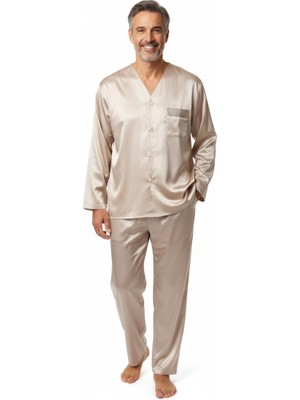 Ottoland Erkek Pijama Takımı Saten Kumaş Şık ve Modernize Model Cepli Rahat Tam Kalıp