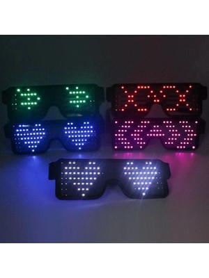 PremiumPort Renkli LED Işıklı Şarjlı Kablosuz Parti Gözlüğü Yılbaşı ve Düğün Eğlencesi
