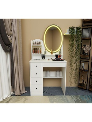 PremiumPort Işıklı Makyaj ve Tuvalet Masası, Premium Kalite, Hediye Kulis Aynası