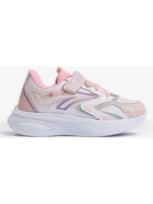 Tonny Black Çocuk Unisex Pudra Lila Eva Faylon Taban Cırtlı Lastik Bağcıklı Spor Ayakkabı