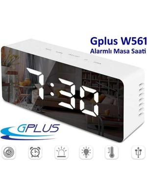 PremiumPort Dijital LED Termometreli Aynalı Alarmlı Masa Saati, Şık ve Kullanışlı