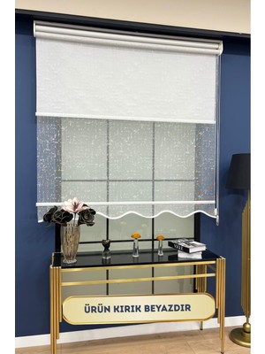 Volper Mekanik VP1930 Çift Mekanizmalı Benekli Tül ve Stor Perde Etek Dilimli (Kırık Beyaz)