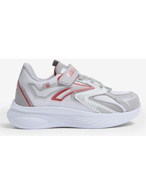 Tonny Black Çocuk Unisex Gri Kırmızı Eva Faylon Taban Cırtlı Lastik Bağcıklı Spor Ayakkabı